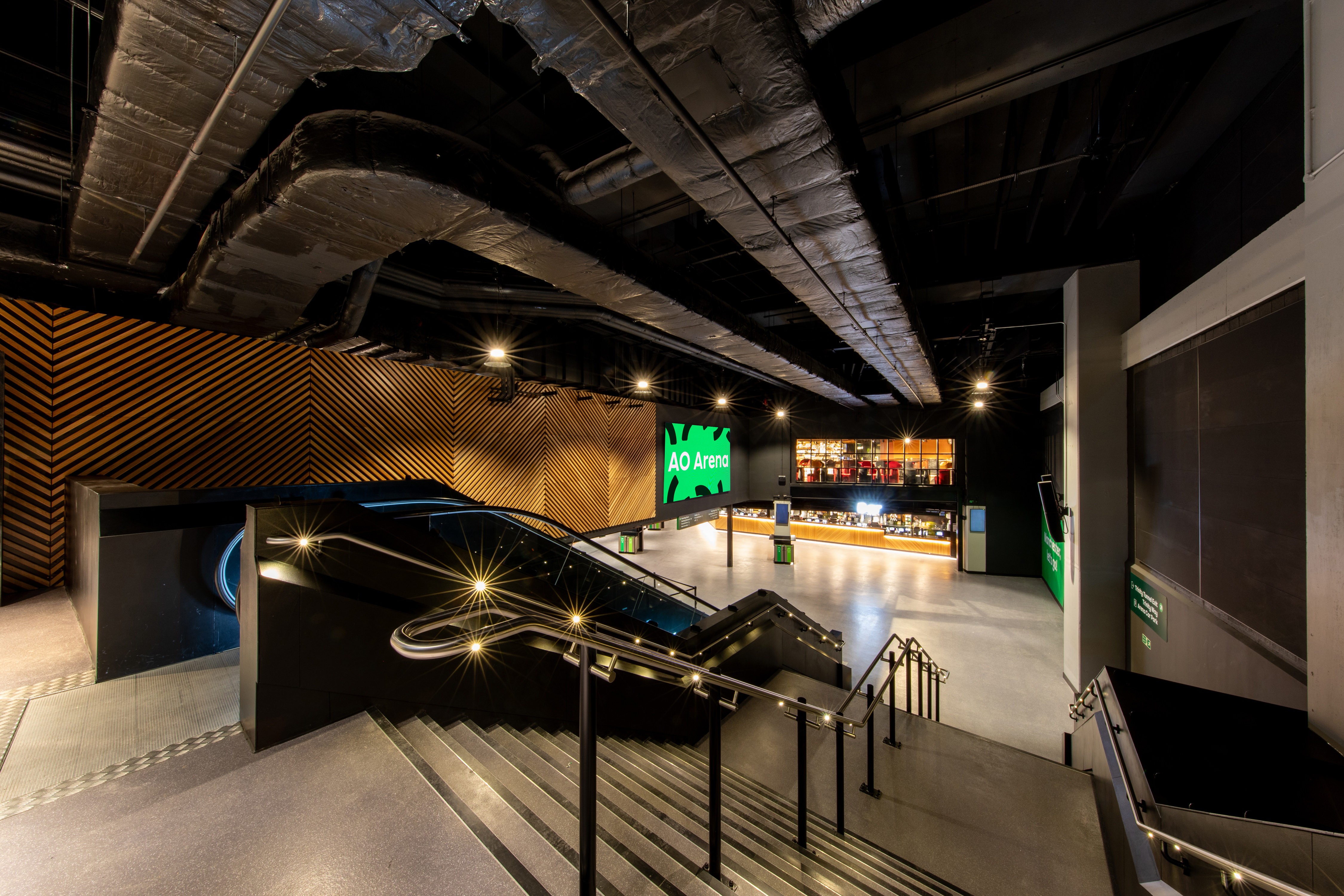 Acrylicon Decor resin flooring to the stairs and foyer at the AO Arena