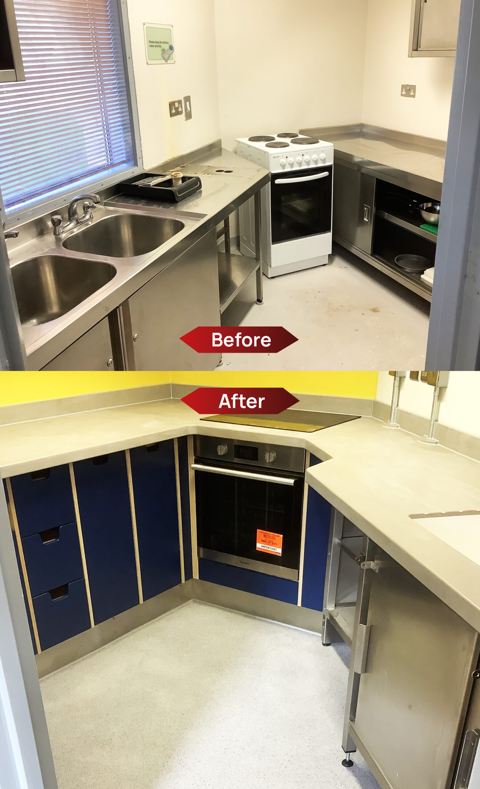 Oakhill kitchen before and after the Acrylicon installation