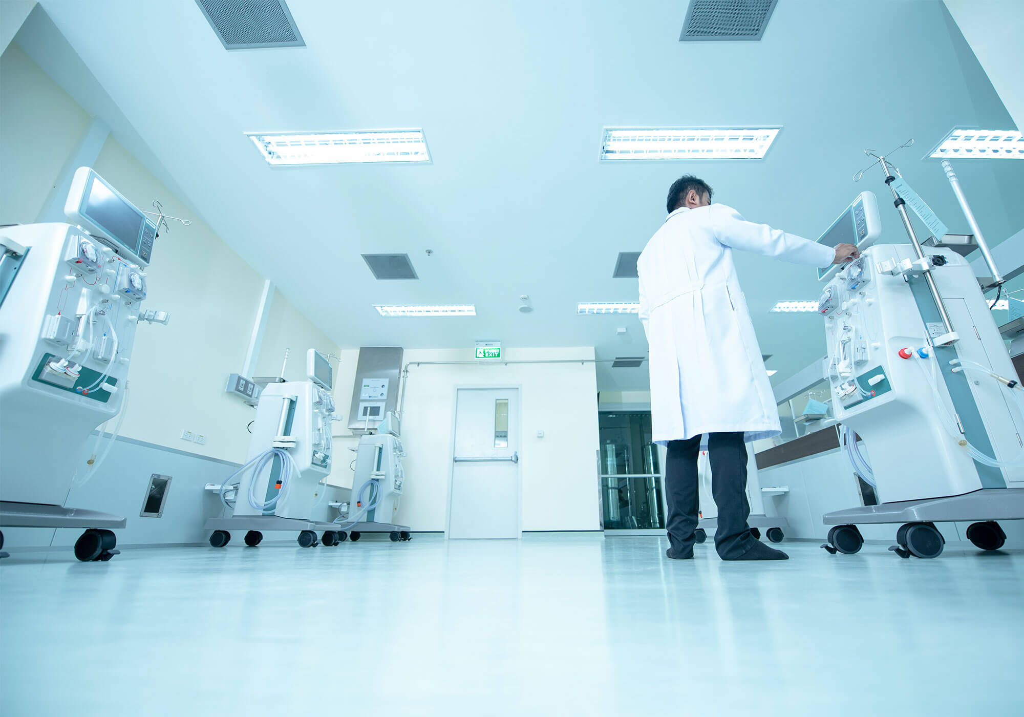 Hospital corridor with resin flooring