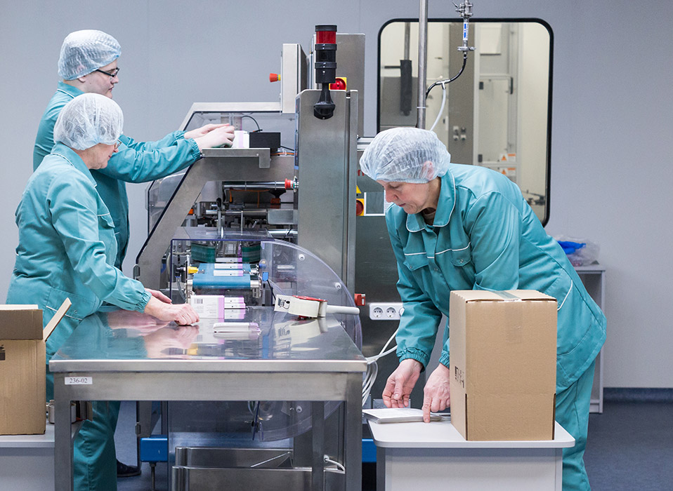 Pharmaceutical factory workers